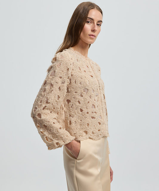Tulle-Trim Beaded Jacket