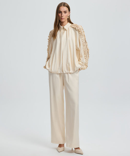 Mixed Knit Sleeve Jacket