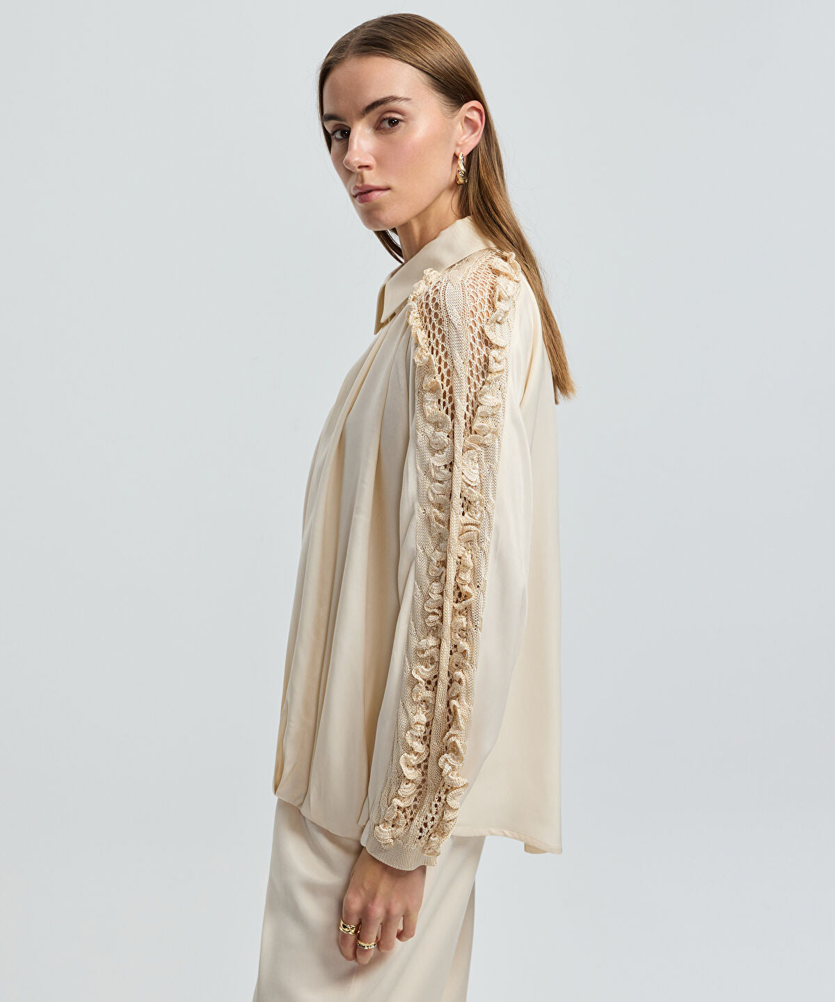 Mixed Knit Sleeve Jacket