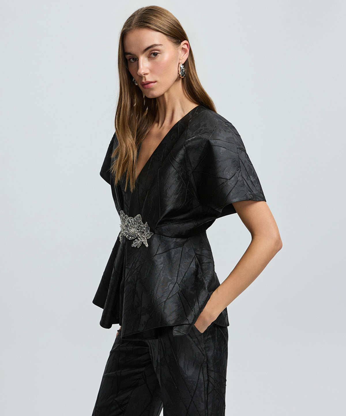 Zoomed Embellished Jacquard Jacket