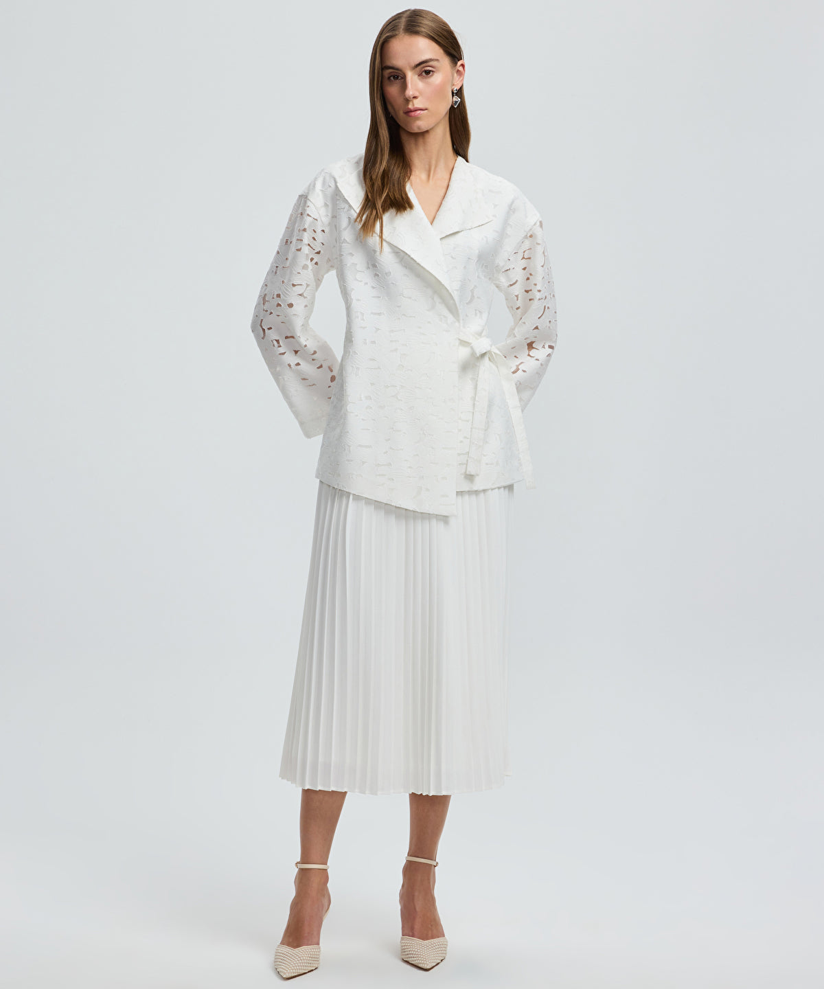 Belted Jacquard Jacket