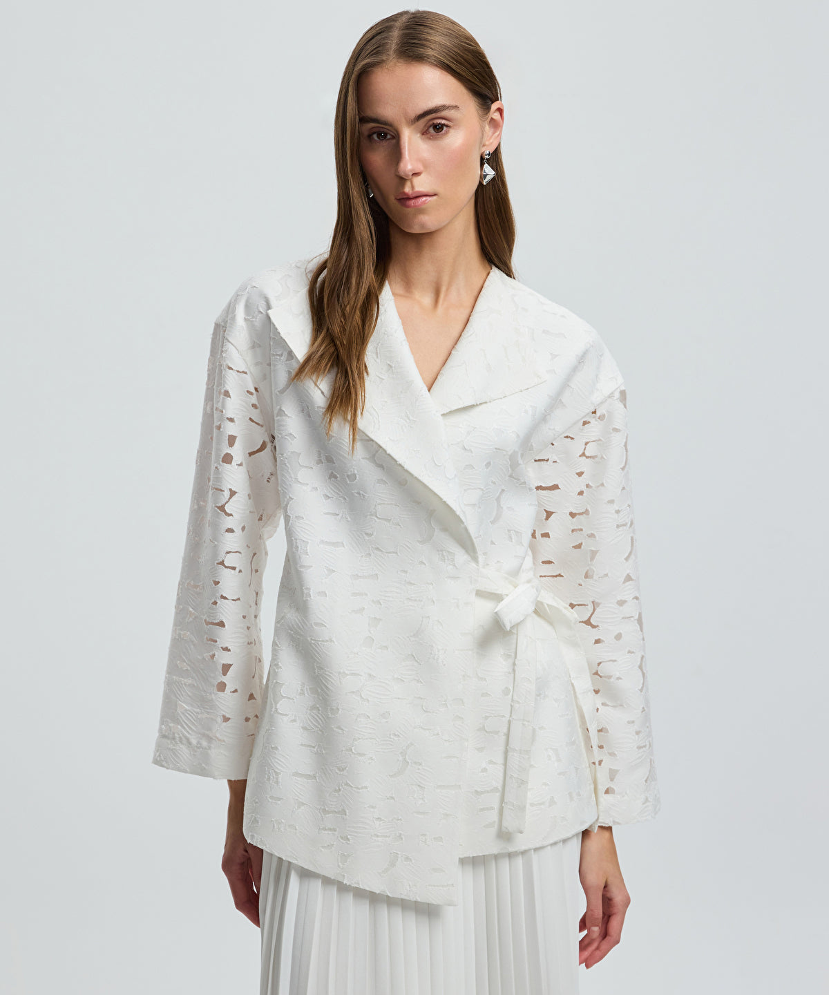 Zoomed Belted Jacquard Jacket