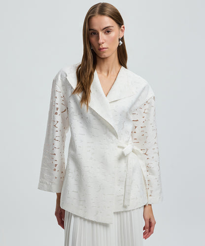 Belted Jacquard Jacket