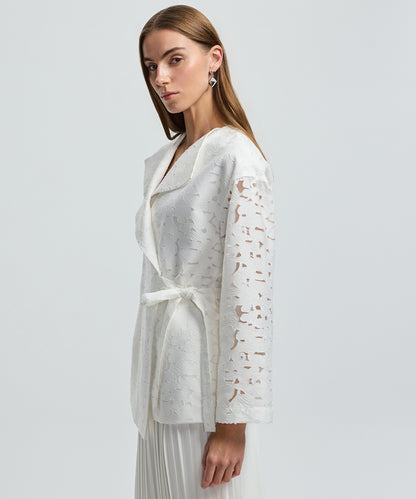 Belted Jacquard Jacket