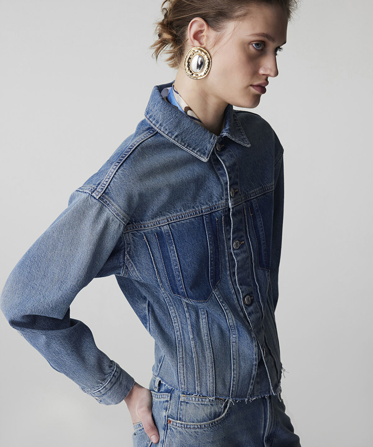 Zoomed Raw Edge Denim Jacket