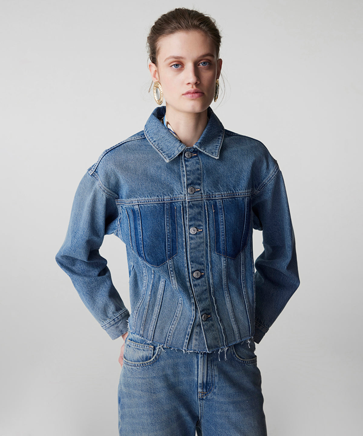Zoomed Raw Edge Denim Jacket