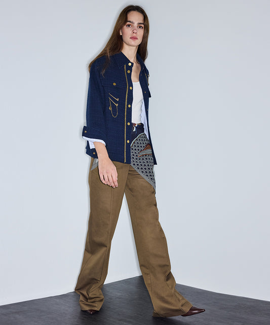 Chain Trim Tweed Jacket