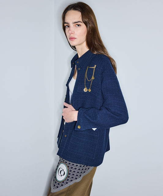 Chain Trim Tweed Jacket