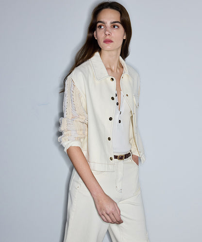 Embellished Mixed Media Jacket