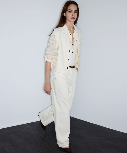 Embellished Mixed Media Jacket