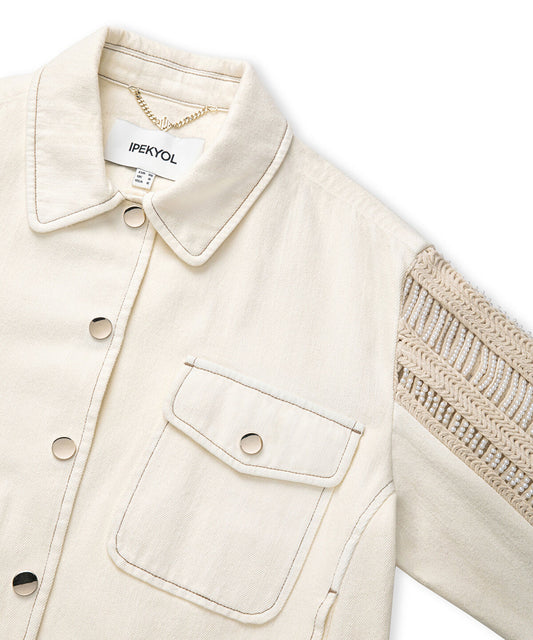 Embellished Mixed Media Jacket