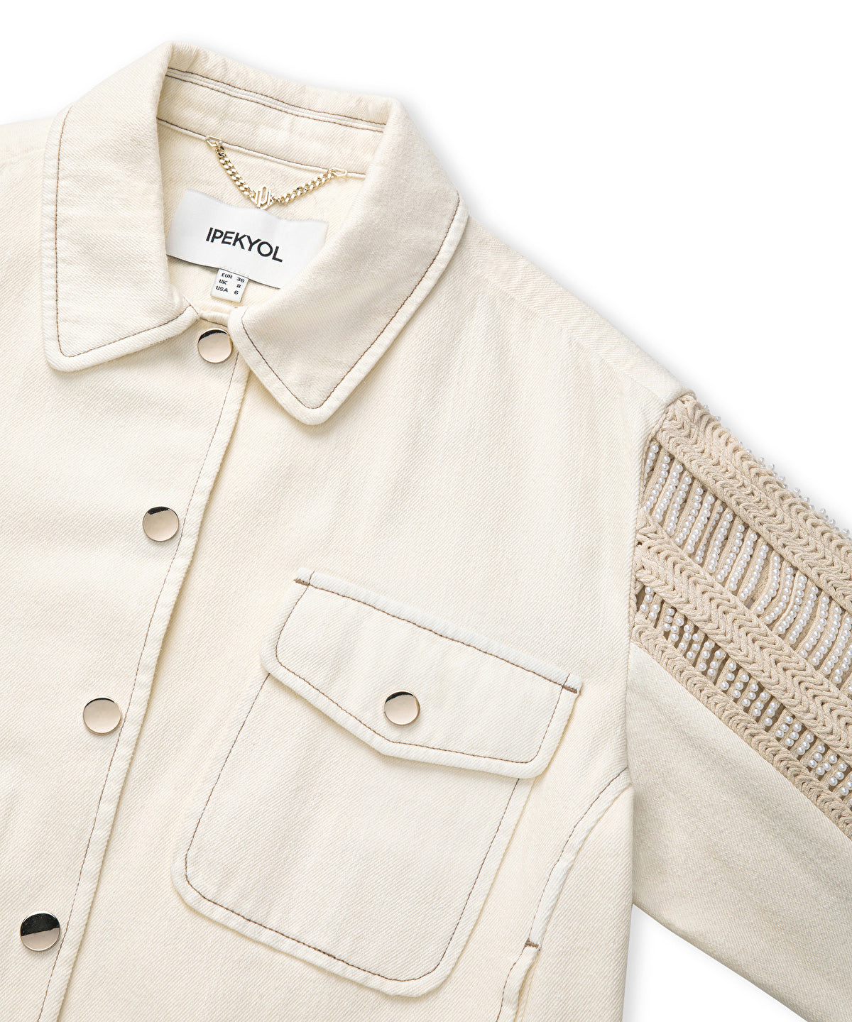 Zoomed Embellished Mixed Media Jacket