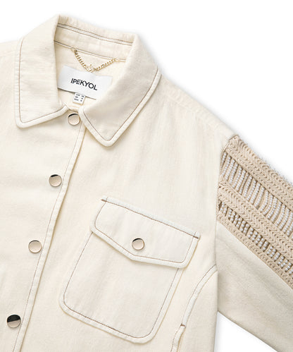 Embellished Mixed Media Jacket