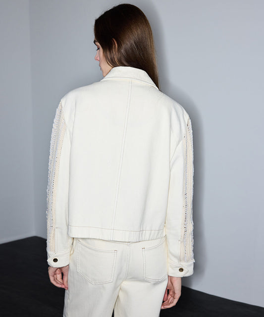 Embellished Mixed Media Jacket