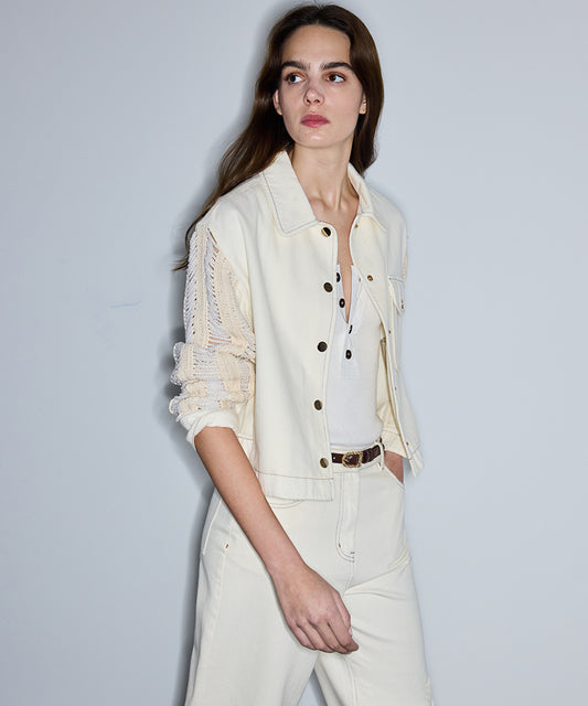 Embellished Mixed Media Jacket