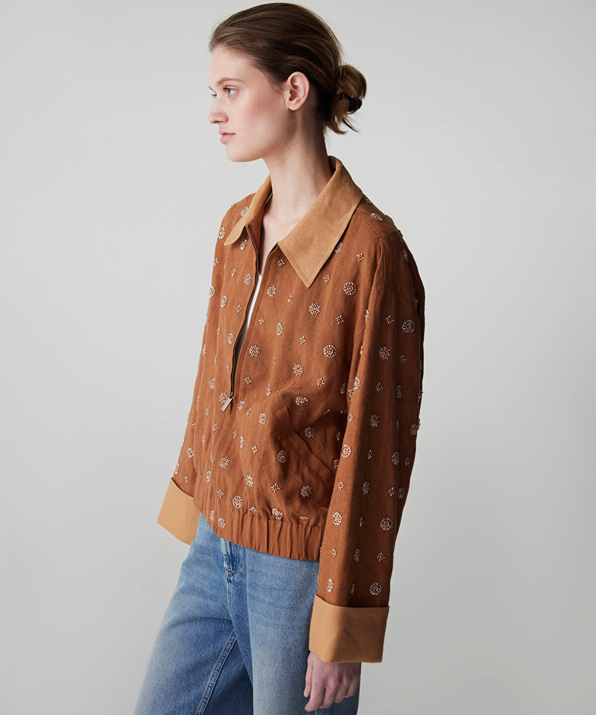 Zoomed Embellished Color-Block Jacket