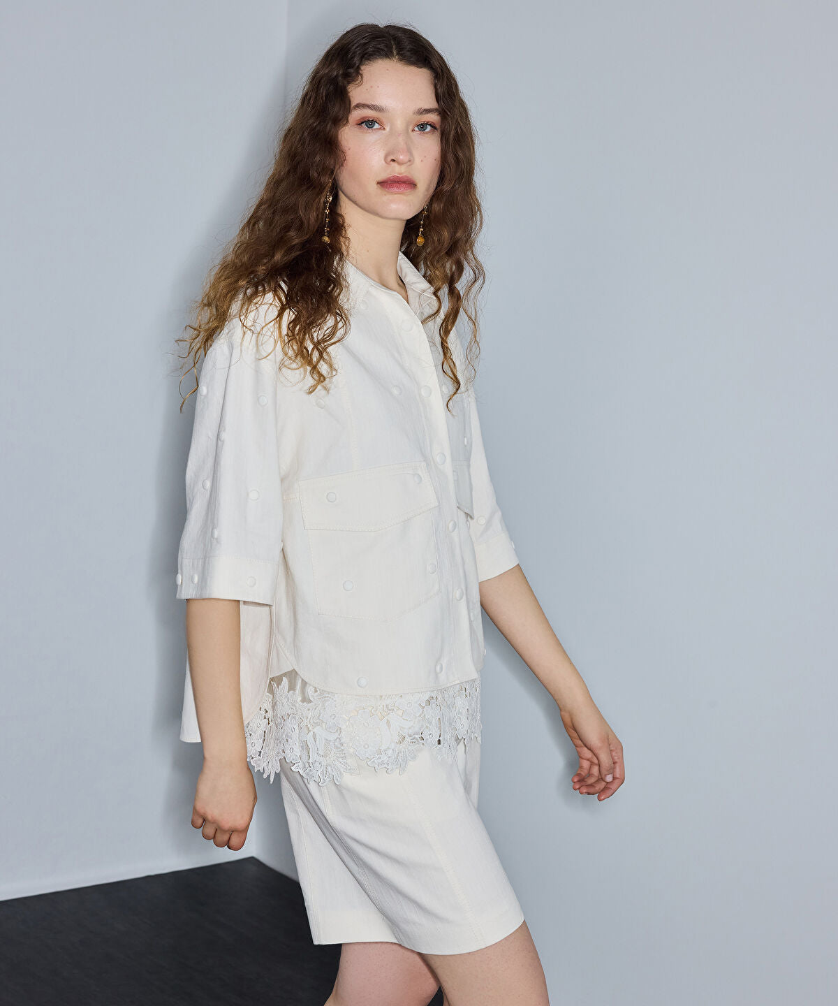 Zoomed Snap Button Embellished Jacket