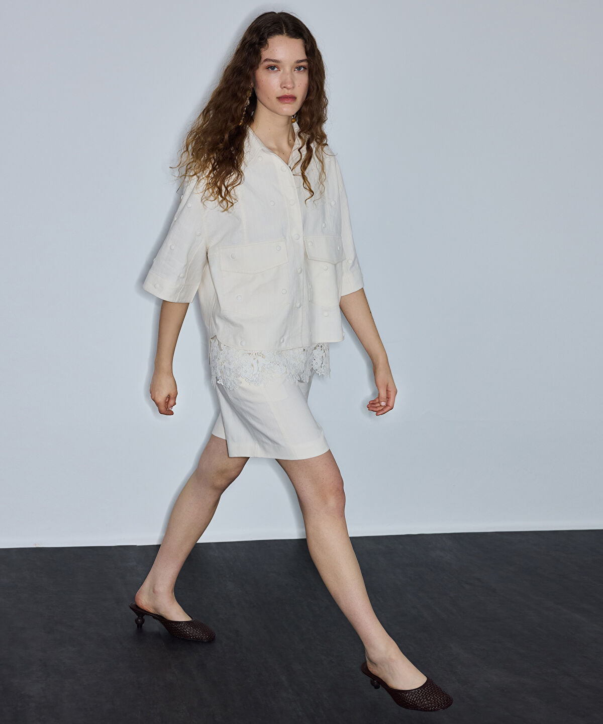 Zoomed Snap Button Embellished Jacket