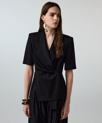 Asymmetric Short Sleeve Blazer