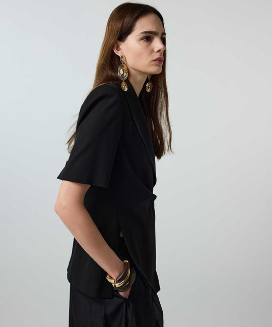 Asymmetric Short Sleeve Blazer
