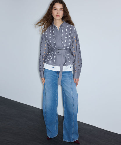 Color-Block Mixed-Media Jacket