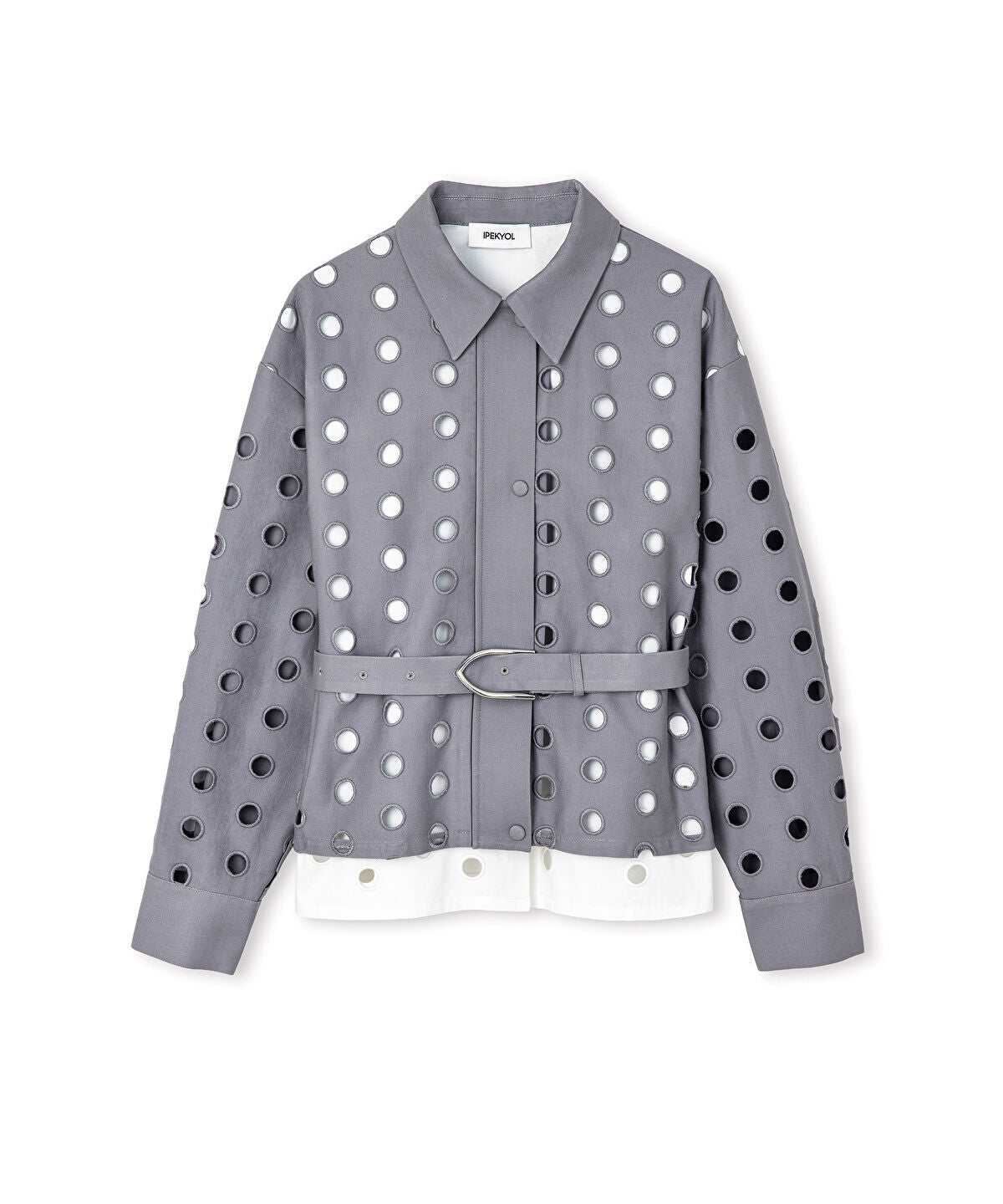 Zoomed Color-Block Mixed-Media Jacket