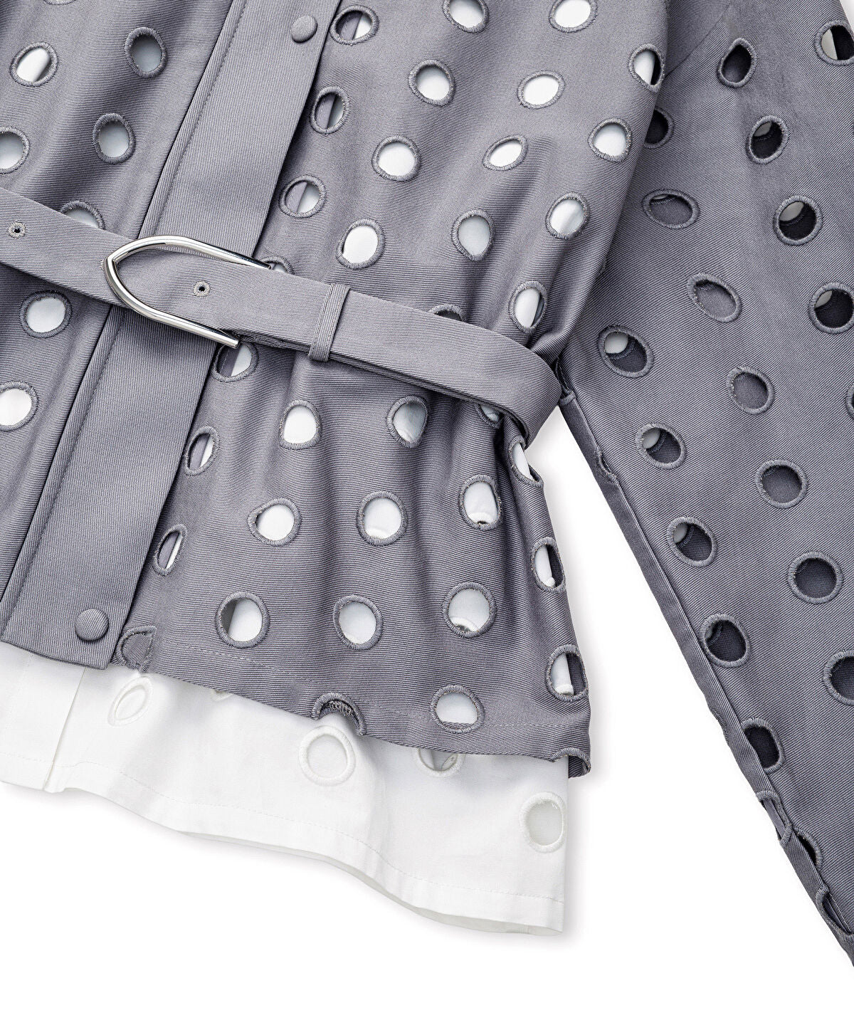 Color-Block Mixed-Media Jacket