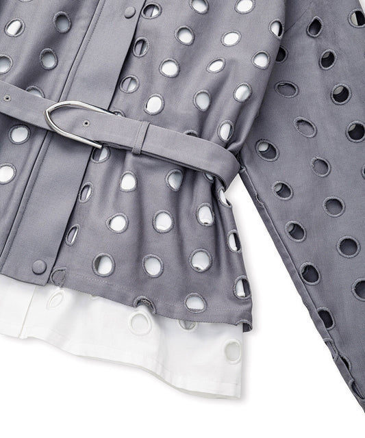 Color-Block Mixed-Media Jacket