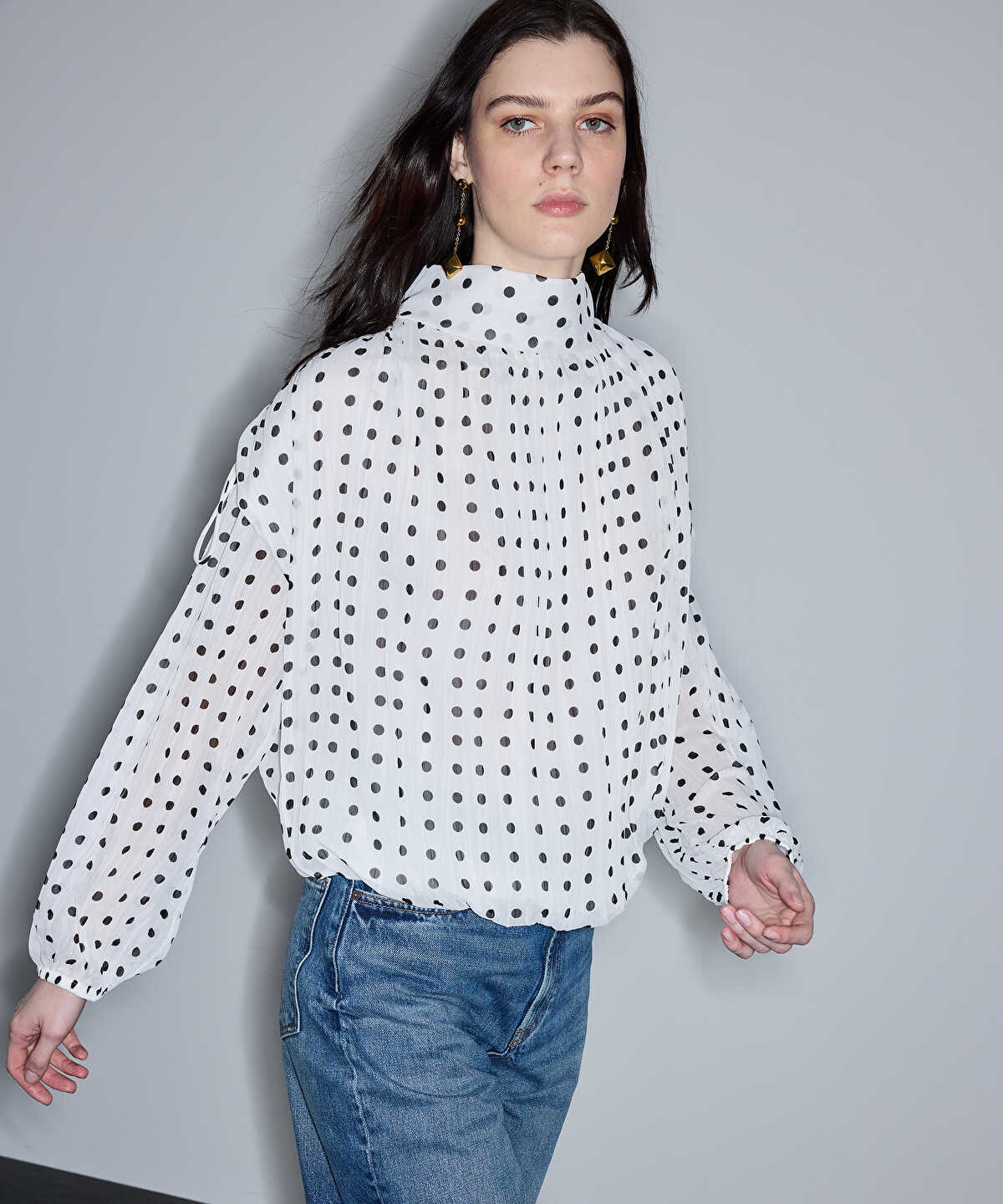 Polka-Dot Chiffon Blouse