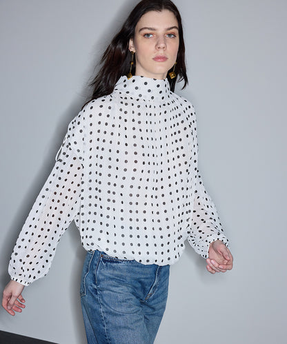 Polka-Dot Chiffon Blouse