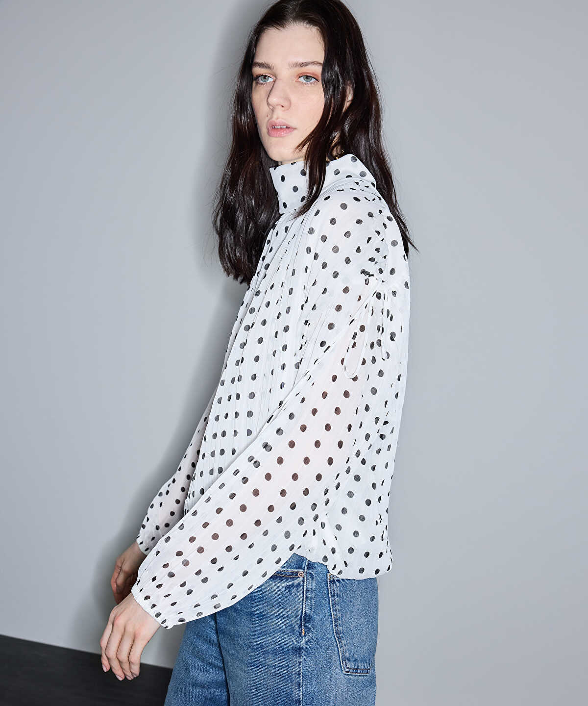 Polka-Dot Chiffon Blouse