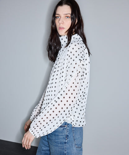 Polka-Dot Chiffon Blouse
