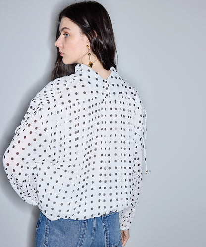 Polka-Dot Chiffon Blouse