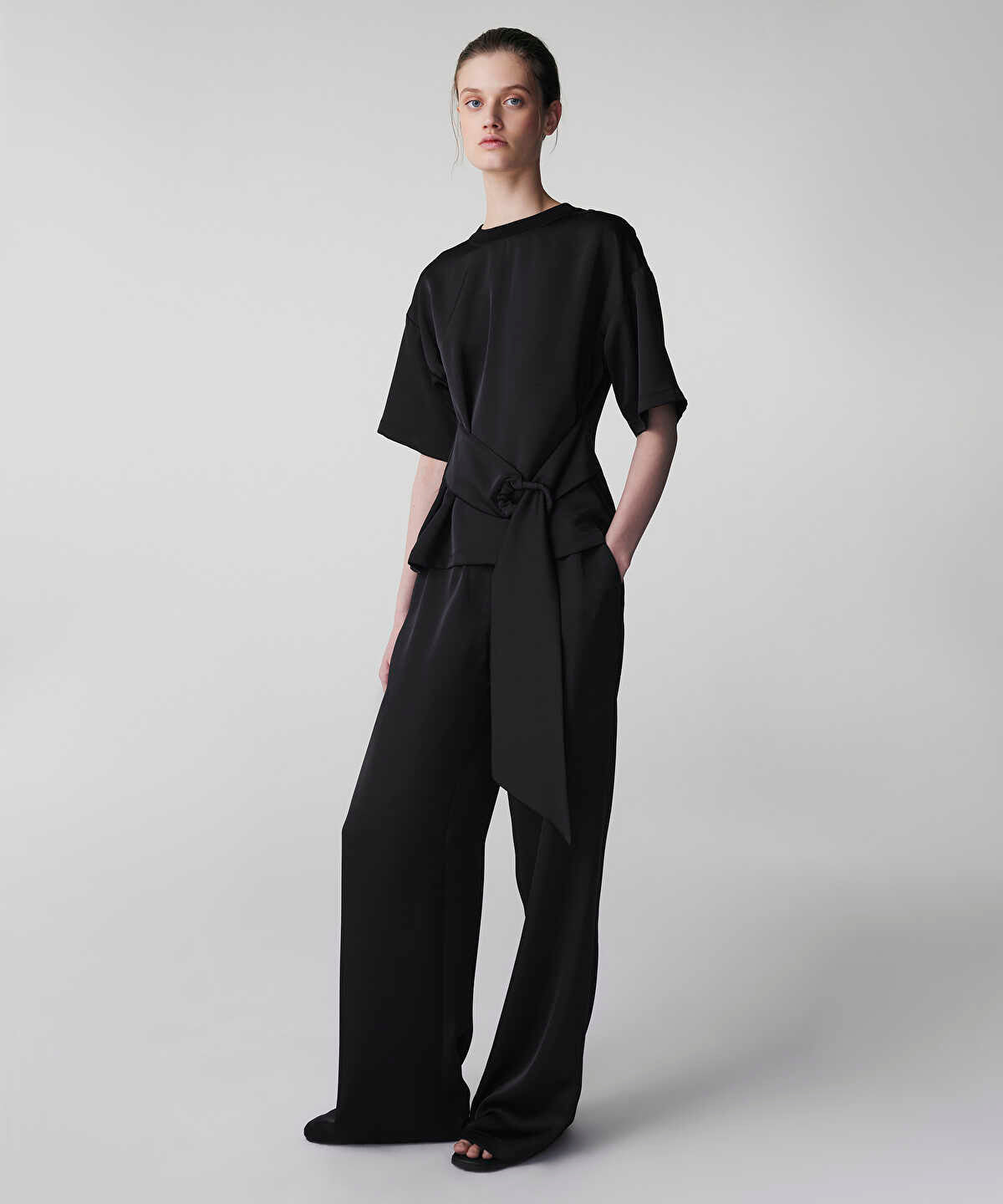 Belted Satin Blouse