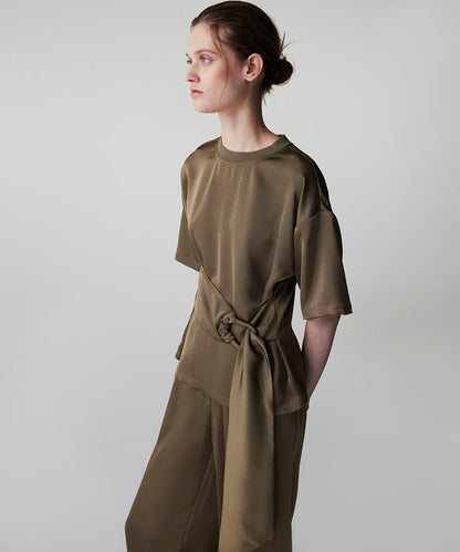 Belted Satin Blouse