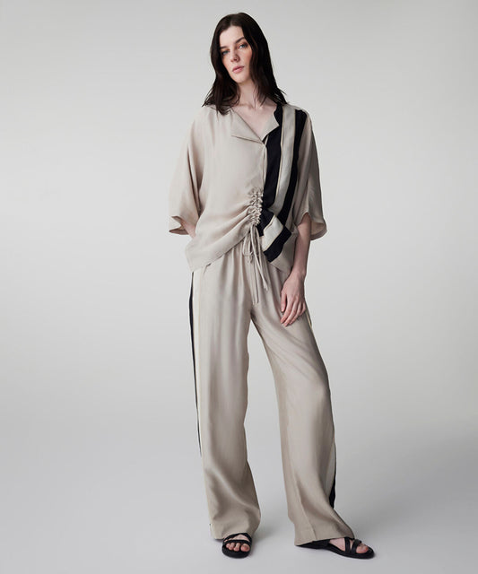 Color-Block Gathered Blouse 