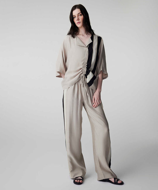 Color-Block Gathered Blouse 