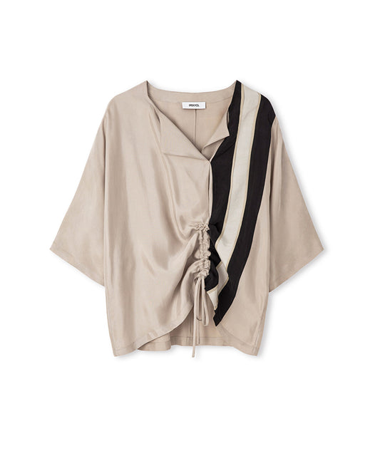 Color-Block Gathered Blouse 