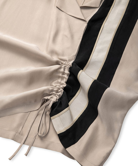 Color-Block Gathered Blouse 