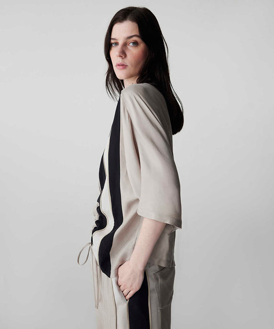 Color-Block Gathered Blouse 