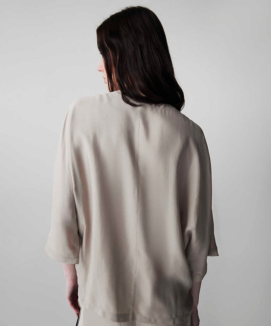 Color-Block Gathered Blouse 