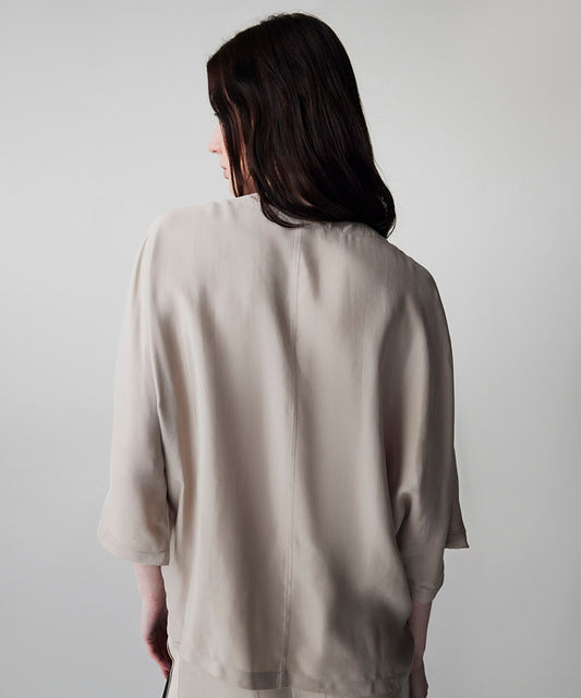 Color-Block Gathered Blouse 