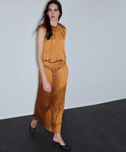 Pleated Blouse with Shoulder Pads