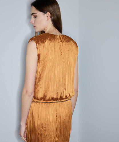 Pleated Blouse with Shoulder Pads