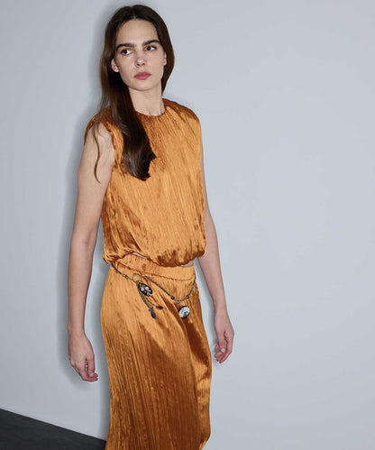 Pleated Blouse with Shoulder Pads