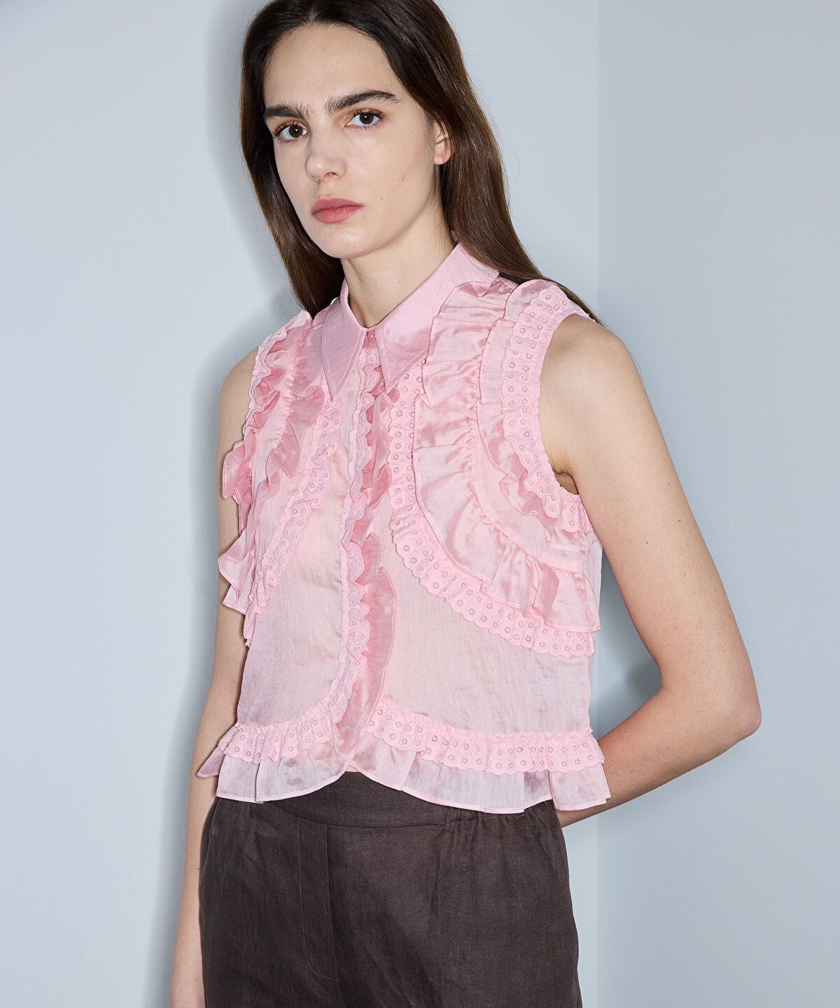 Zoomed Ruffle Trimmed Blouse