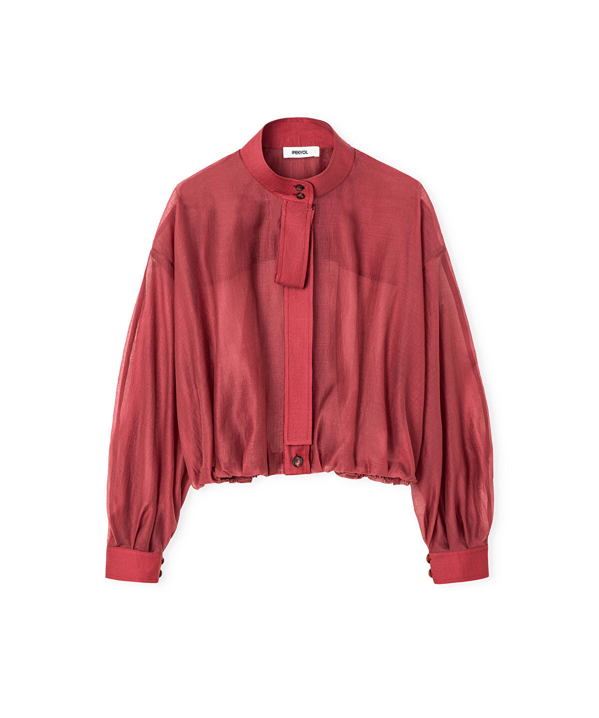 Zoomed High-Neck Balloon Blouse
