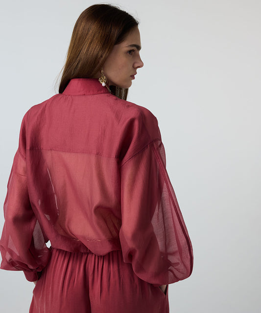 High-Neck Balloon Blouse