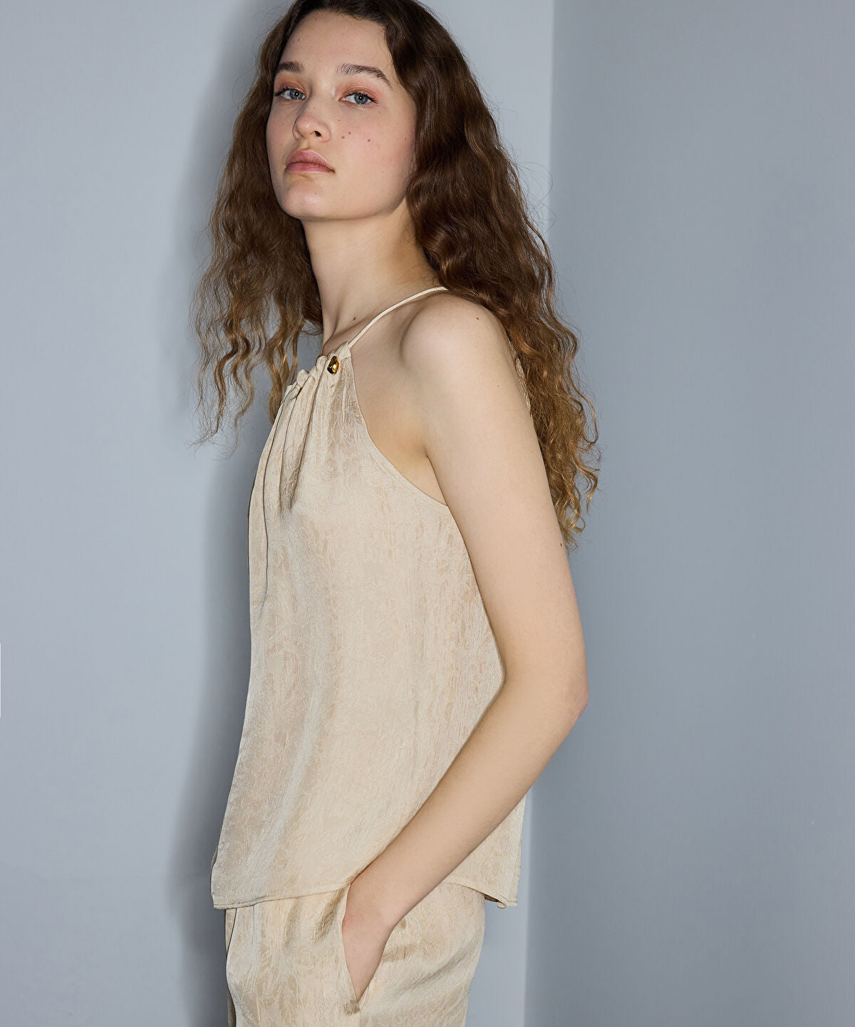 Zoomed Embellished Jacquard Blouse