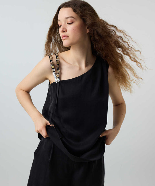 Sequin-Trimmed Viscose Blouse